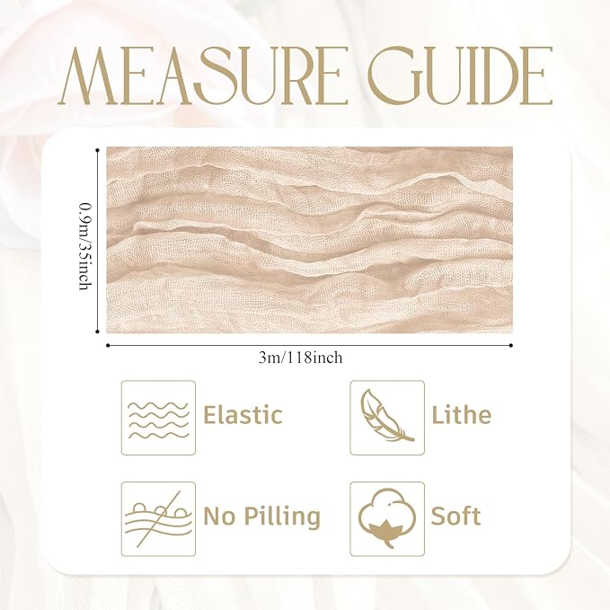 Cheesecloth Table Runner Beige 10FT Boho Gauze Runner, 2 Pack | 120 Inch Cheese - Image 2