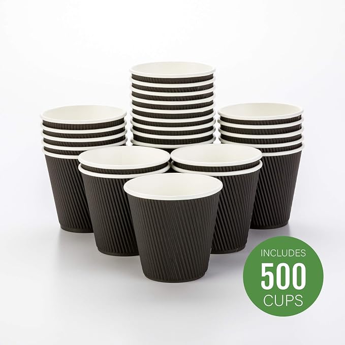 Restaurantware 8 Ounce Double Wall Disposable Coffee Cups, 500 Insulated Black - Image 2