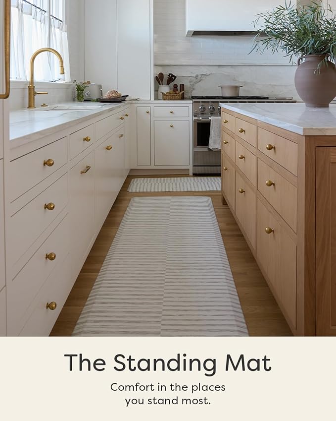 House of Noa Nama Standing Mat – Anti-Fatigue Cushioned Kitchen Mats for Floor | Ergonomic Bounce-Back Foam Kitchen Mats | Anti-Fatigue Mats for Kitchen & Standing | Reese Bark | 30" x 72"