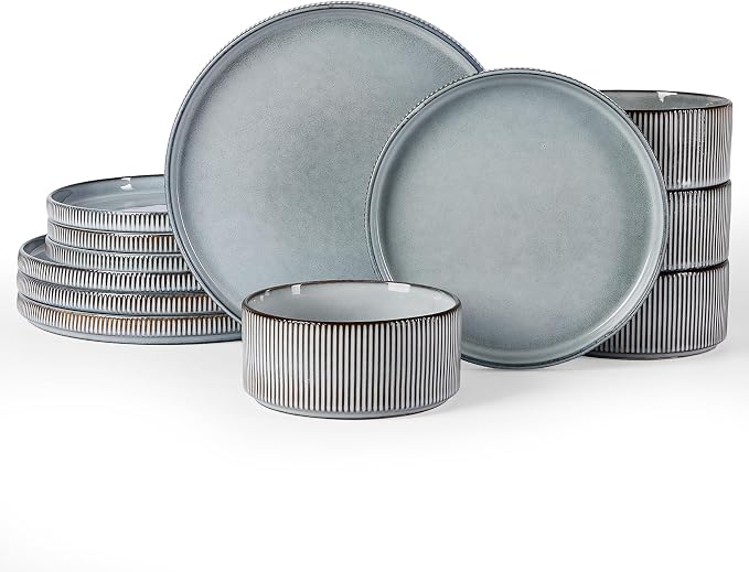 Famiware Star Stoneware Dinnerware Set, Reactive Glaze Plates & Bowls by Famiware