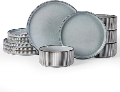 Famiware Star Stoneware Dinnerware Set, Reactive Glaze Plates & Bowls by Famiware
