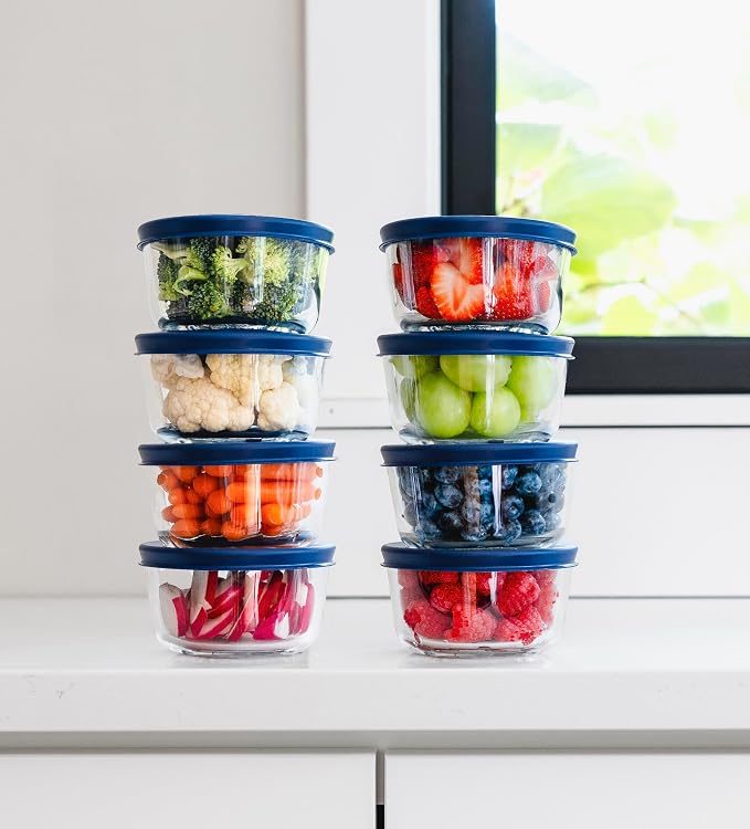 16-Piece Glass Food Storage Containers Set | 1-Cup, Leakproof | Microwave - Image 2