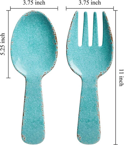 Crackle Melamine Salad Servers, Serving Utensil Set, Includes Serving Fork and - Image 2