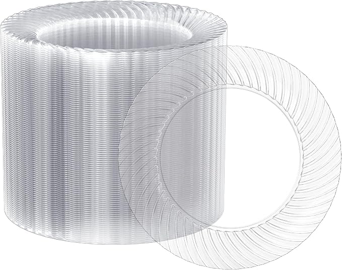 FOCUSLINE 7 Inch Clear Plastic Plates, Premium Hard Plastic by FOCUSLINE