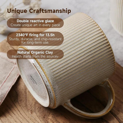 MONITO 16Oz Coffee Mugs Set of 4, Rustic Ceramic Coffee Cups Set - Image 5