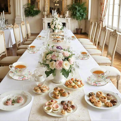 TATSUMI Country Roses 18 Peices Bone China Tea Cup And Saucer Set, English - Image 3