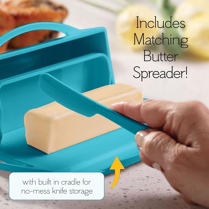 Flip Top Butter Dish with Attached Lid & Matching Knife, 2 Pack - Image 3