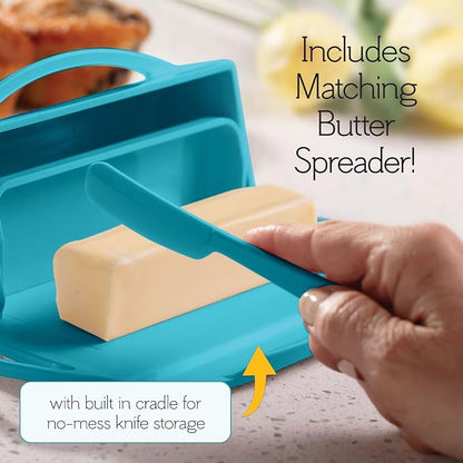 Flip Top Butter Dish with Attached Lid & Matching Knife, 2 Pack - Image 3