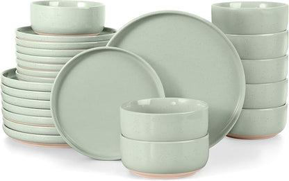 LIANYU Plates and Bowls Sets for 8, 24 Piece China Dinnerware Stoneware Set by LIANYU