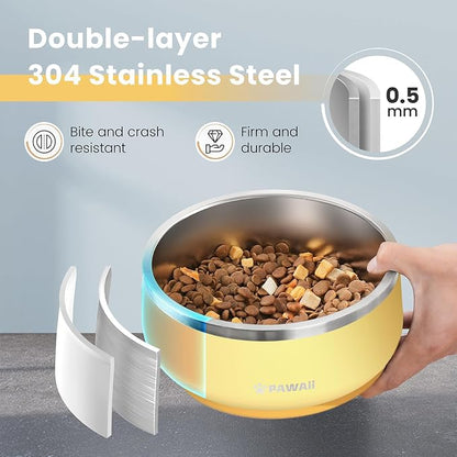 Pawaii Dog Bowl, 34 oz Stainless Steel Food and Water Bowl, ID Tag, 1 Pack | - Image 2