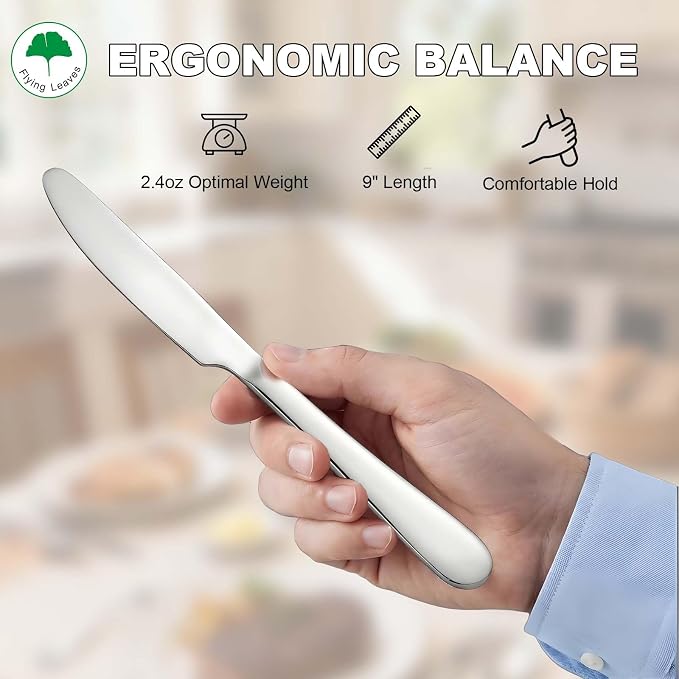 6 Piece Stainless Steel Dinner Knives Set, 9 Inch | Mirror Polished Blade - Image 2