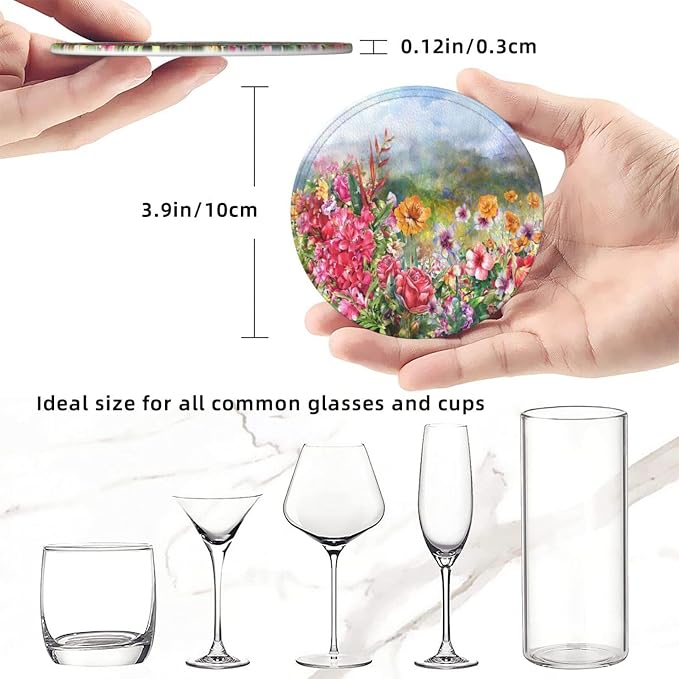 6 Pcs Flower Rose Spring Floral Leather Coasters - Image 8