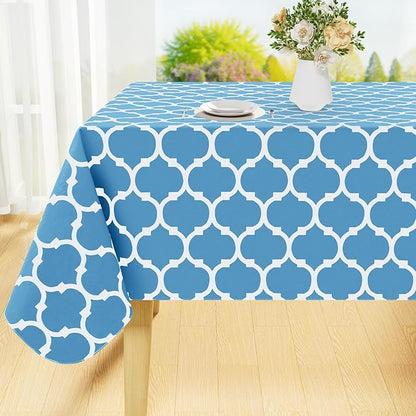 Smiry Rectangle Table Cloth, Waterproof Vinyl Tablecloth with Flannel Backing for Rectangle Tables, Wipeable Spillproof Plastic Tablecloths for Dining, Camping and Indoor (60"x102", Light Blue)