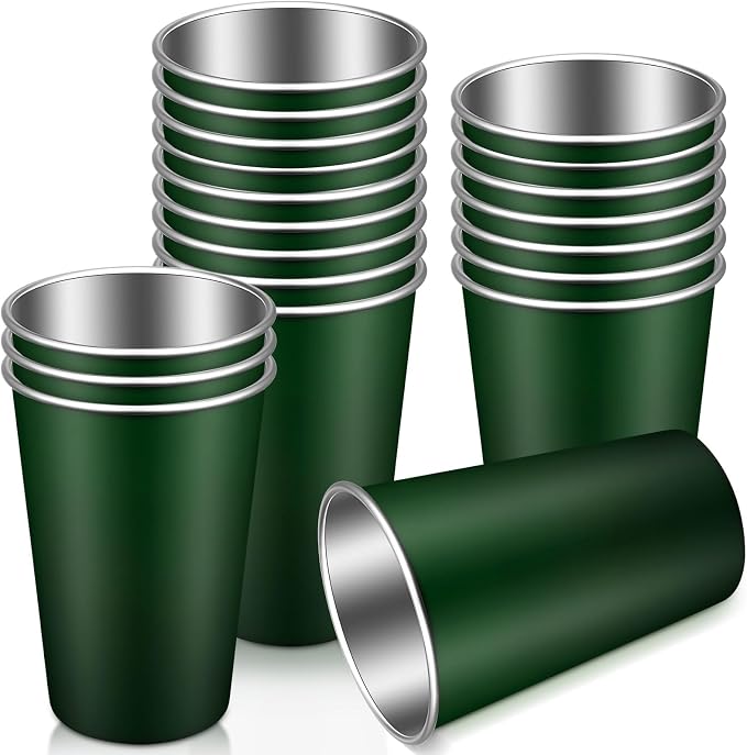 Mimorou 20 Pack 16 oz Stainless Steel Pint Cups Metal Cups Unbreakable Drinking by Mimorou