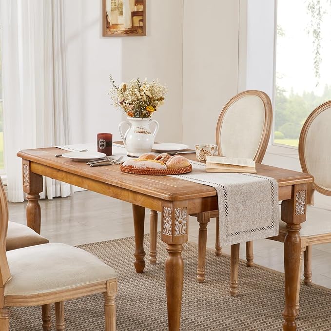 Rustic Burlap Table Runner, Coffee Table Runners 60 inches Long | Double Layer - Image 5