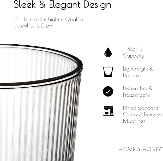 HOME & HONEY Double Walled Espresso Glasses Set of 2, 5.4 oz Borosilicate Glass - Image 4