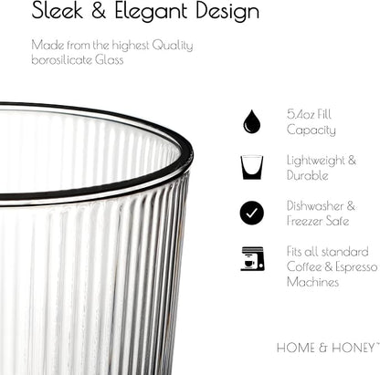 HOME & HONEY Double Walled Espresso Glasses Set of 2, 5.4 oz Borosilicate Glass - Image 4