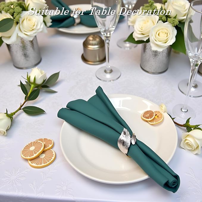Silver Napkin Rings Set of 50, Metal Leaf Napkin Ring Silver Cloth Holders Bulk - Image 4