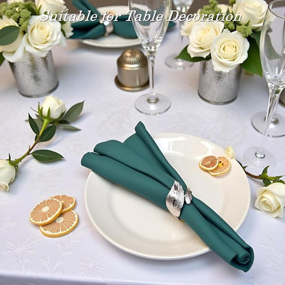 Silver Napkin Rings Set of 50, Metal Leaf Napkin Ring Silver Cloth Holders Bulk - Image 4