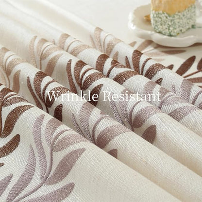 Zobesta Linen Table Cloth Rectangle Table 120 x 53 Inch, White Table Cover Heavy Weight Washable Farmhouse Soft Boho Tablecloth Rectangular for Outdoor, Kitchen