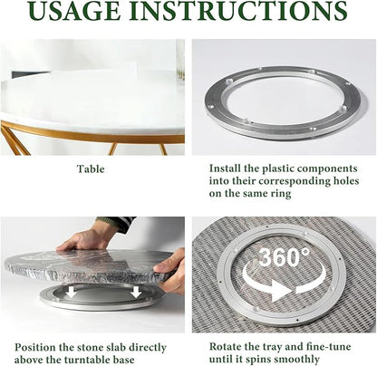 Koville 16'' Luxurious Natural Marble Lazy Susan Marble Turntable for Kitchen Dinning, Lazy Susans Organizer for Cabinet, Serving Rotation Spinning Tabletop Organizer Swiveling, Spice Rack Storage
