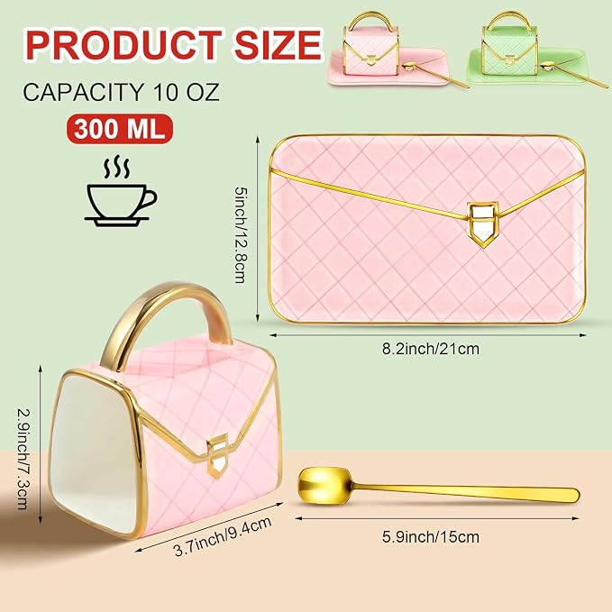 Zubebe 2 Set Coffee Mug Elegant Handbag Shaped Cup Modern Ceramic Purse Mug - Image 2