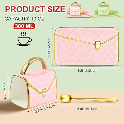 Zubebe 2 Set Coffee Mug Elegant Handbag Shaped Cup Modern Ceramic Purse Mug - Image 2