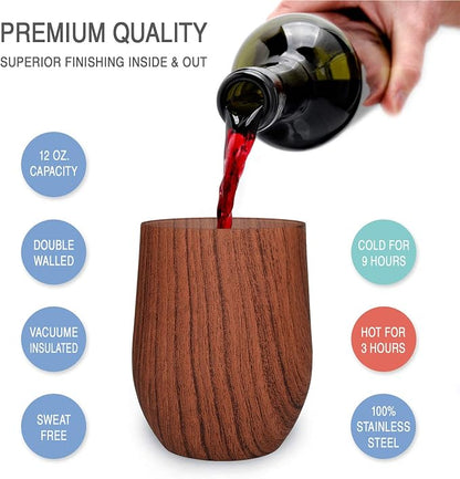 CHILLOUT LIFE 12 oz Stainless Steel Wine Tumblers 2 Pack - Image 2