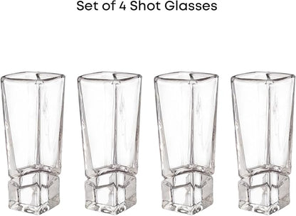 JoyJolt Carre Shot Glasses Square Heavy Base Shot Glass Set Of 4, 1.8-Ounce