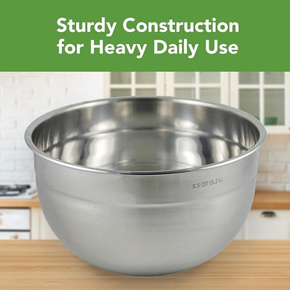 Tovolo Large Stainless Steel Mixing Bowl 5 Quart Metal Mixing Bowl - Image 2