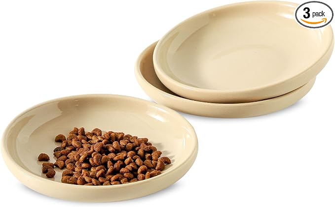 3 PCS Ceramic Cat Bowls, 5.5 in Pet Food Bowl Cat Dishes by Howise
