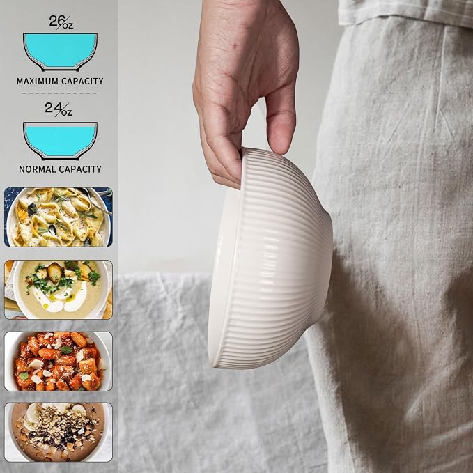 Cereal Bowls 26 OZ, Ceramic Soup Bowls - Image 4