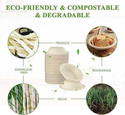 Vplus 500 Pack 12 OZ Compostable Paper Bowls, Bagasse Bowls Bulk，Nature | - Image 5