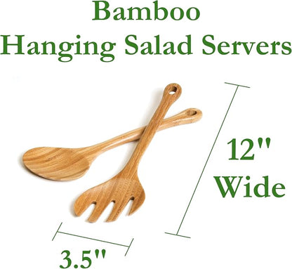 Lipper International Bamboo Wood Hanging Salad Servers, One Pair - Image 2