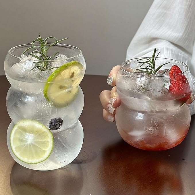 Ribbed Glassware Water Tumbler, Wave Bubble Glasses Tumbler, Aesthetic Ripple - Image 6