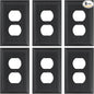 6-Pack Classic Beadboard Duplex Outlet Cover Plate, Decorative Matte Black Switch Plates and Outlet Covers, Natural Bamboo Fiber Wall Plates for Electrical Outlets, 1 Gang Receptacle Cover