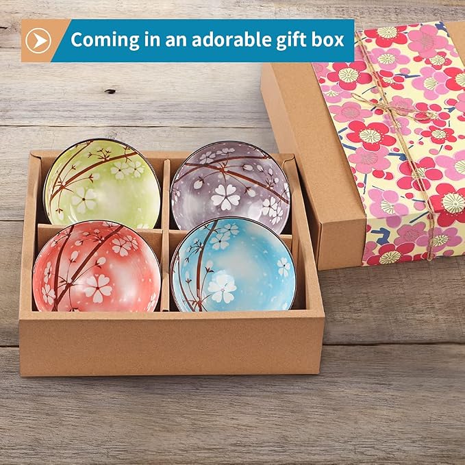 Ceramic Rice Bowls 10 oz, Sakura Bowl Gift Set - Image 5