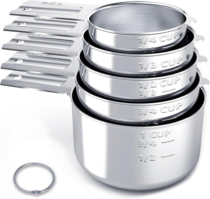 Stainless Steel Measuring Cups Set, Kitchen Gadgets by TILUCKBringsGoodLuck