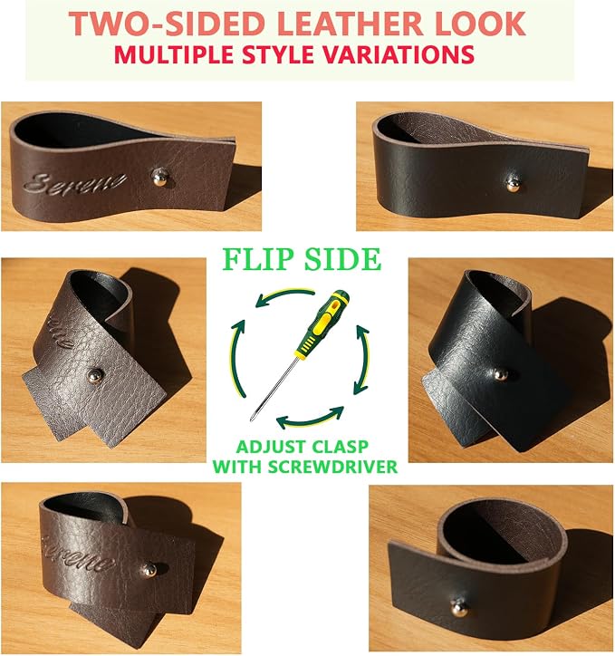 Dark Brown Napkin Rings Set of 6 – Elegant Leather Napkin Ring Holders - Image 5