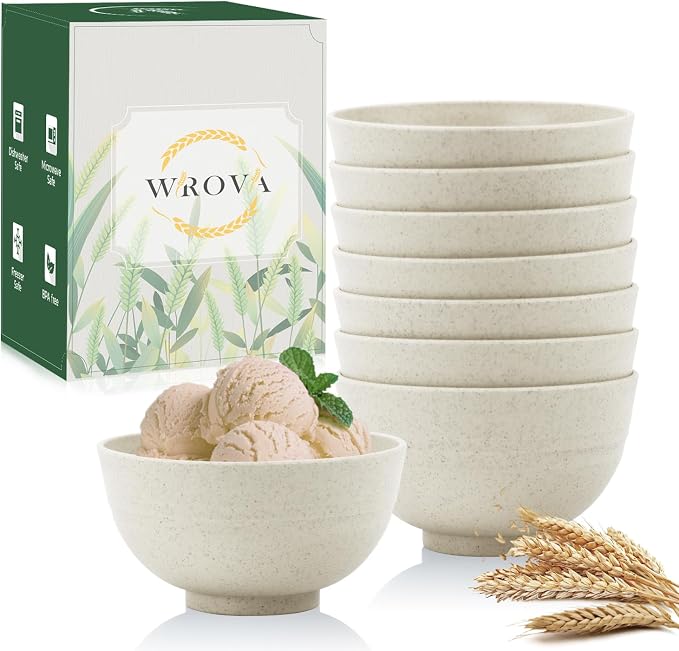 wheat straw dessert bowls 10oz set of 8 by WROVA
