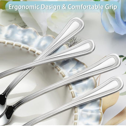 24 Pieces Teaspoons Set, 6.4 Inches Spoon Set, Stainless Steel Silverware - Image 4