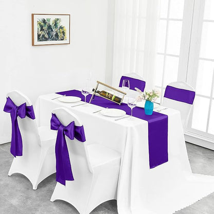4-Pack Purple Satin Table Runner 12 x 108 Inch Long Bright and Smooth Silk - Image 5