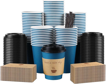 Clawsoff 100 Pack 10 oz Disposable Paper Coffee Cups by BuyNow