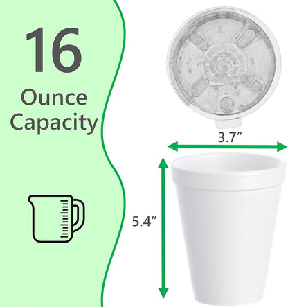 16 OZ Foam Cups With Lids for Hot & Cold Drinks, USA-Made 50-Pack.Ideal - Image 2
