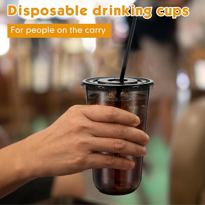 Ziliny 50 Sets 18oz Black Plastic Cups - Image 5