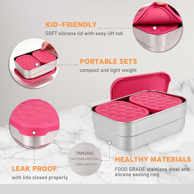 Stainless Steel Lunch Box for Kids | Leak Proof 304 Stainless Steel Snack - Image 3