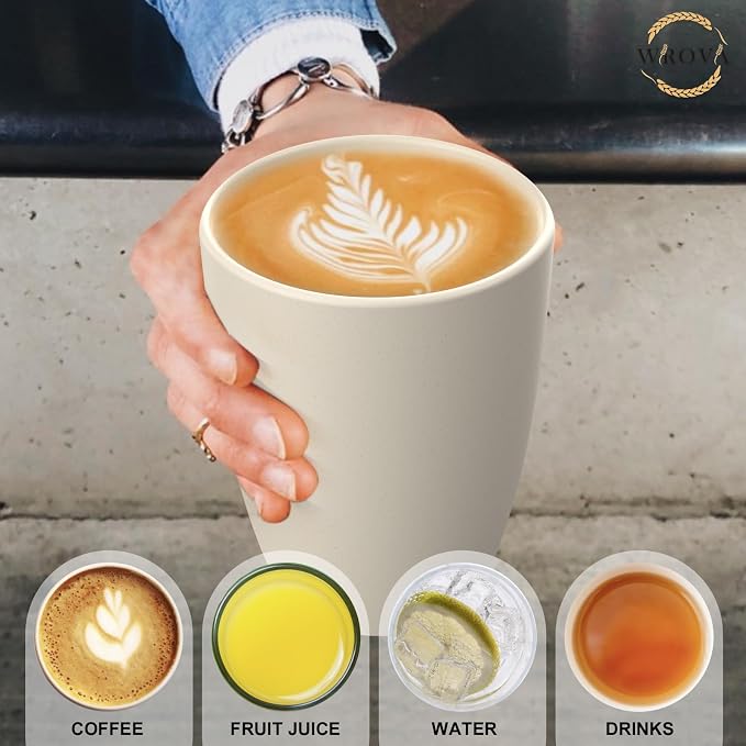 Wrova Wheat Straw Cups 8 PCS Good Alternative to Plastic Reusable Cups 20 oz - Image 5