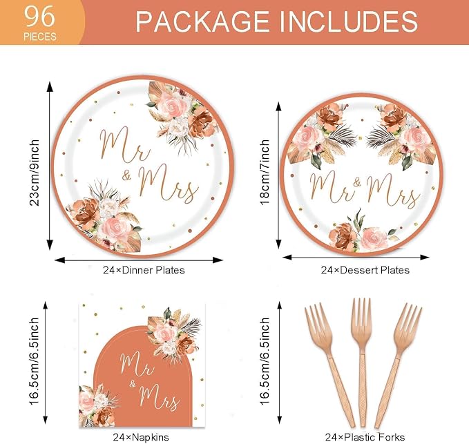 Bohemian Mr. and Mrs Tableware Party Decorations - Image 2
