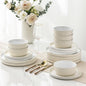 AmorArc Ceramic Dinnerware Set | Stoneware Plates and Bowls | Scratch Resistant,Dishwasher & Microwave Safe Dishes Sets-beige 2