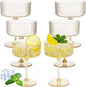 6 Pcs Ribbed Martini Glasses 10 oz Disposable Plastic Vintage Ribbed Coupe Glasses Unbreakable Dessert Parfait Glassware for Wedding Birthday Party Supplies (Gold)